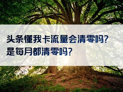 头条懂我卡流量会清零吗？是每月都清零吗？