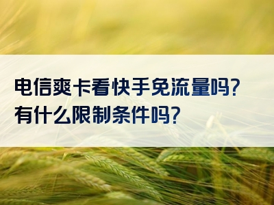 电信爽卡看快手免流量吗？有什么限制条件吗？