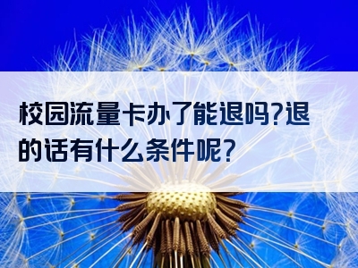 校园流量卡办了能退吗？退的话有什么条件呢？