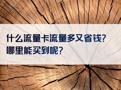 什么流量卡流量多又省钱？哪里能买到呢？