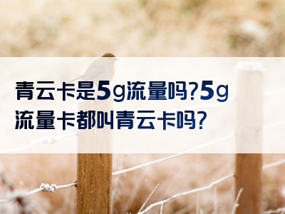 青云卡是5g流量吗？5g流量卡都叫青云卡吗？