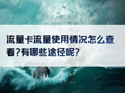 流量卡流量使用情况怎么查看？有哪些途径呢？