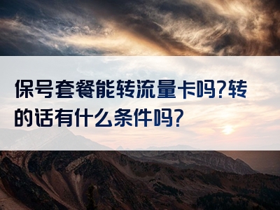 保号套餐能转流量卡吗？转的话有什么条件吗？