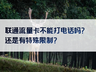 联通流量卡不能打电话吗？还是有特殊限制？