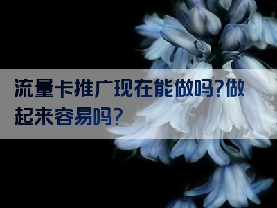 流量卡推广现在能做吗？做起来容易吗？