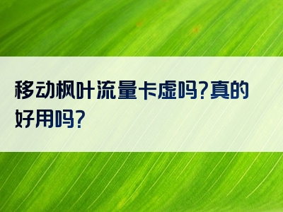 移动枫叶流量卡虚吗？真的好用吗？