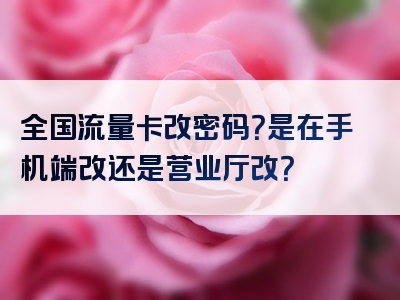 全国流量卡改密码？是在手机端改还是营业厅改？