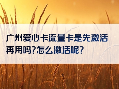 广州爱心卡流量卡是先激活再用吗？怎么激活呢？