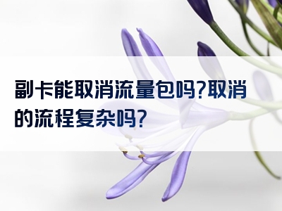 副卡能取消流量包吗？取消的流程复杂吗？