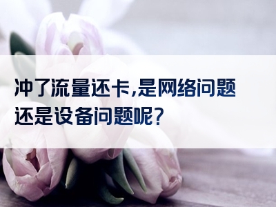 冲了流量还卡，是网络问题还是设备问题呢？
