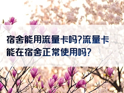 宿舍能用流量卡吗？流量卡能在宿舍正常使用吗？