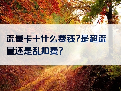 流量卡干什么费钱？是超流量还是乱扣费？