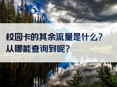 校园卡的其余流量是什么？从哪能查询到呢？