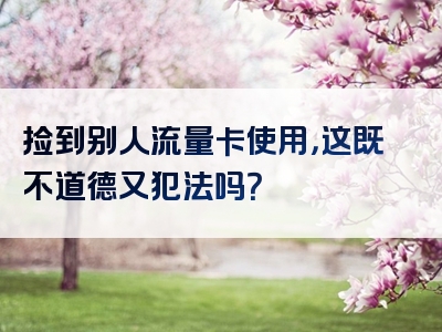 捡到别人流量卡使用，这既不道德又犯法吗？