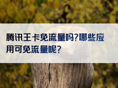 腾讯王卡免流量吗？哪些应用可免流量呢？