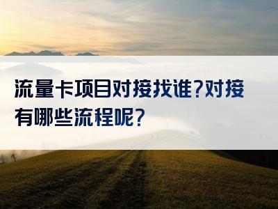 流量卡项目对接找谁？对接有哪些流程呢？