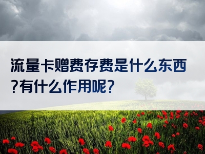 流量卡赠费存费是什么东西？有什么作用呢？