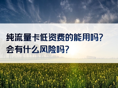 纯流量卡低资费的能用吗？会有什么风险吗？