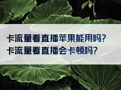 卡流量看直播苹果能用吗？卡流量看直播会卡顿吗？