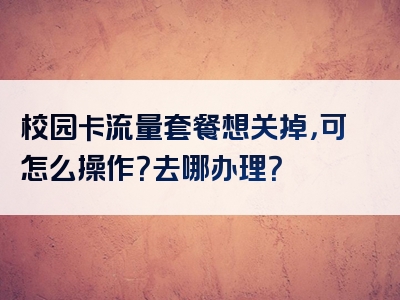 校园卡流量套餐想关掉，可怎么操作？去哪办理？