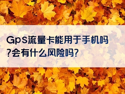 Gps流量卡能用于手机吗？会有什么风险吗？