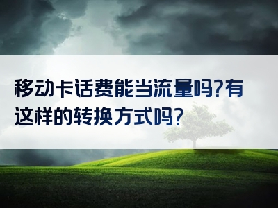 移动卡话费能当流量吗？有这样的转换方式吗？