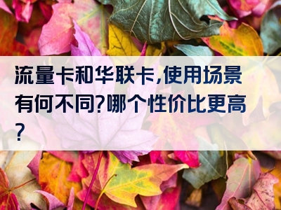 流量卡和华联卡，使用场景有何不同？哪个性价比更高？