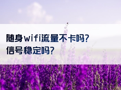 随身wifi流量不卡吗？信号稳定吗？