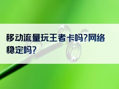 移动流量玩王者卡吗？网络稳定吗？