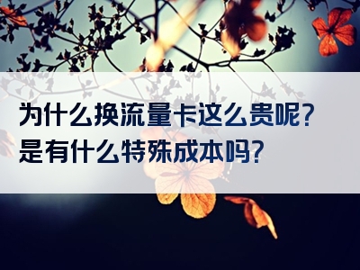 为什么换流量卡这么贵呢？是有什么特殊成本吗？
