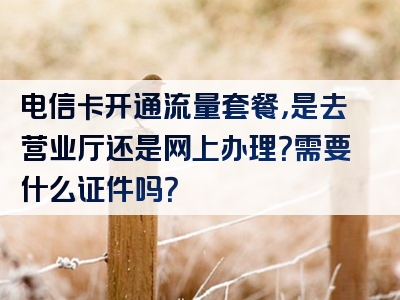 电信卡开通流量套餐，是去营业厅还是网上办理？需要什么证件吗？
