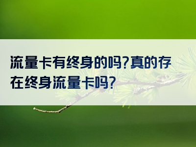 流量卡有终身的吗？真的存在终身流量卡吗？