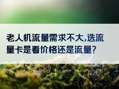 老人机流量需求不大，选流量卡是看价格还是流量？