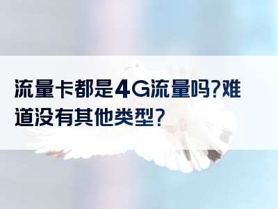 流量卡都是4G流量吗？难道没有其他类型？