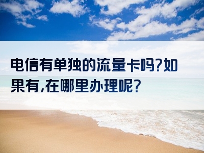 电信有单独的流量卡吗？如果有，在哪里办理呢？