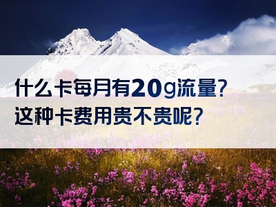 什么卡每月有20g流量？这种卡费用贵不贵呢？