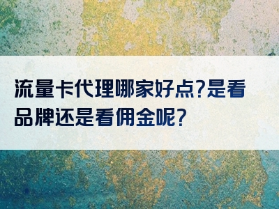 流量卡代理哪家好点？是看品牌还是看佣金呢？