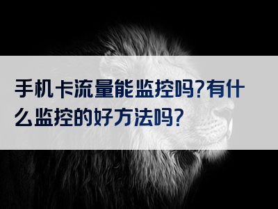 手机卡流量能监控吗？有什么监控的好方法吗？