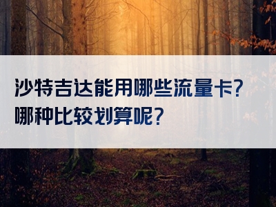 沙特吉达能用哪些流量卡？哪种比较划算呢？