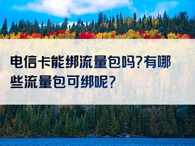 电信卡能绑流量包吗？有哪些流量包可绑呢？