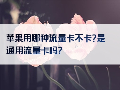 苹果用哪种流量卡不卡？是通用流量卡吗？