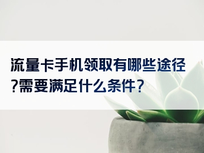 流量卡手机领取有哪些途径？需要满足什么条件？