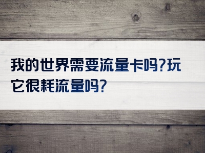 我的世界需要流量卡吗？玩它很耗流量吗？