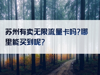 苏州有卖无限流量卡吗？哪里能买到呢？