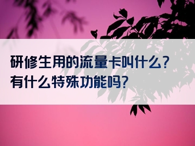 研修生用的流量卡叫什么？有什么特殊功能吗？