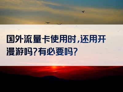 国外流量卡使用时，还用开漫游吗？有必要吗？