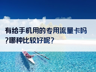 有给手机用的专用流量卡吗？哪种比较好呢？