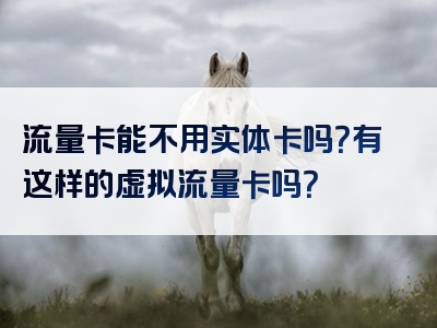 流量卡能不用实体卡吗？有这样的虚拟流量卡吗？