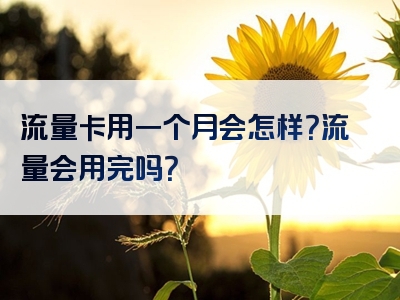 流量卡用一个月会怎样？流量会用完吗？