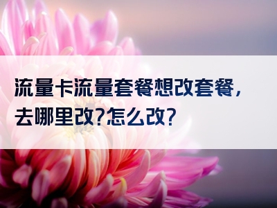 流量卡流量套餐想改套餐，去哪里改？怎么改？